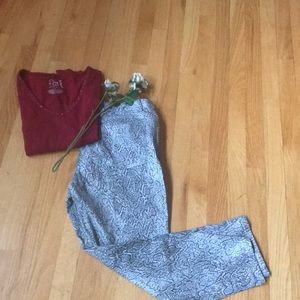 Ruby Rd cropped pants- grey/white snakeskin print